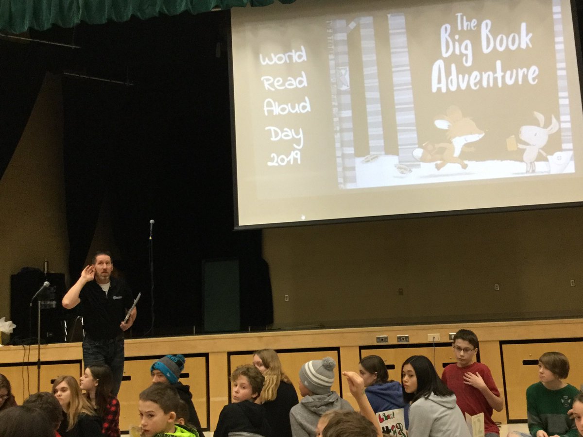 MH_Mustangs's tweet photo. What a treat! Mr. Westaway read ‘The Big Book Adventure’ for #WorldReadAloudDay2019 #littvdsb #WRAD19 @DaveWestaway8 @jamesejames @JacqMS1981 https://t.co/XNR9559PZv