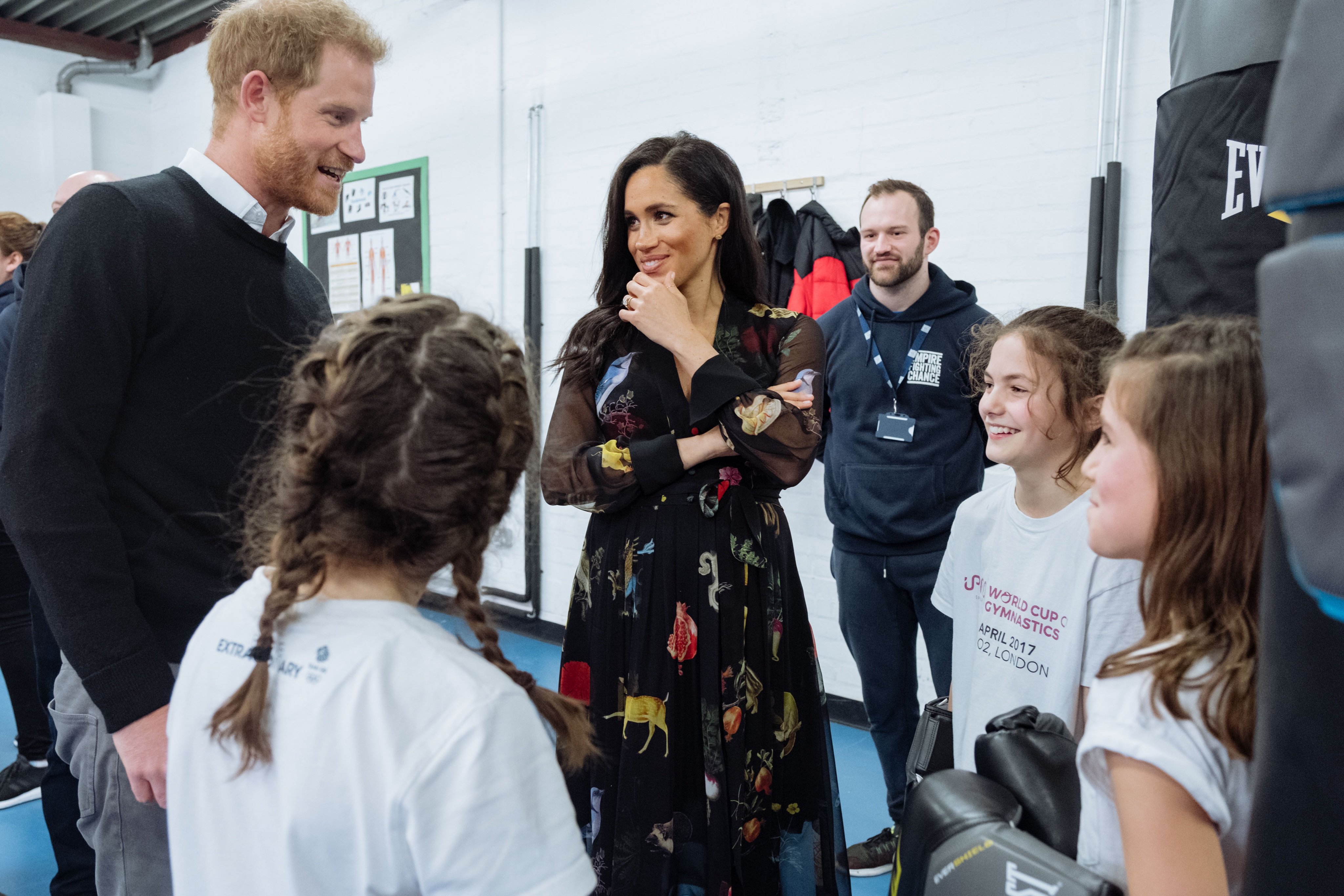 (REQ) The Duchess & Duke of Sussex visit the Boxing Charity, Empire Fighting Chance on February 1, 2019 in Bristol