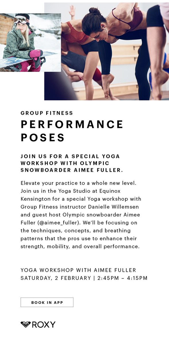aimee_fuller's tweet photo. Tomorrow. We move. @Equinox 🙌🏻 we have 2 free spaces. Connect with @dellewills on Insta to request a space in our special performance movement class.  😬 treats from @barebellsuk + @Roxy #snowfit https://t.co/2y0WMXwWYC