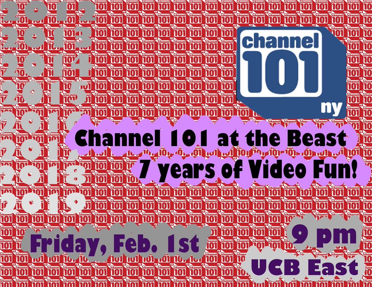 Channel101NY's tweet photo. Come relive the magic of Channel 101 NY’s last seven years @ucbtny East Village TONIGHT! 2/1 at 9pm! https://t.co/PjHTIsR28I https://t.co/AS3lNdcrk3