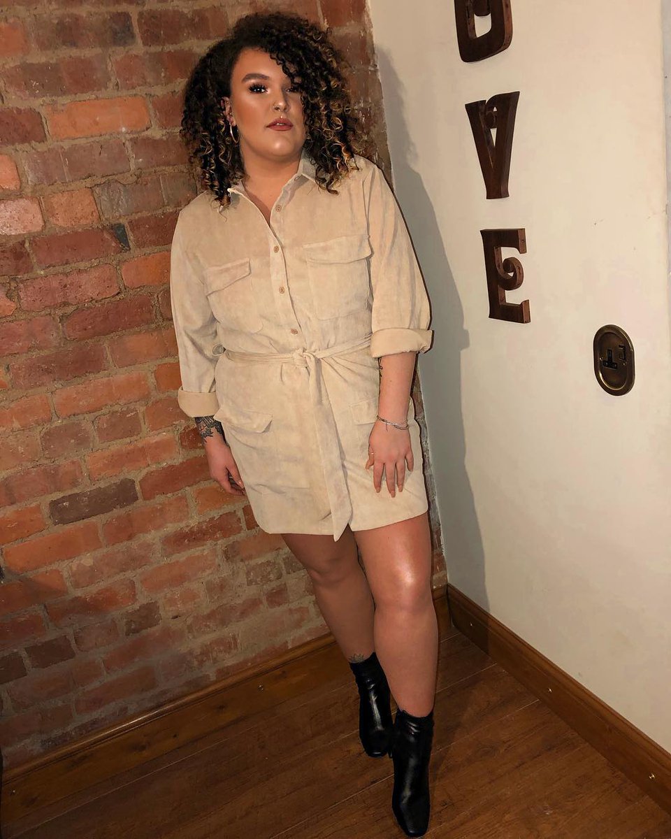 inthestylecurve's tweet image. You glow girl 😍 Courtney looking AMAZING in the brand new Dani Dyer range 'nude cord utility dress' 🙌  ow.ly/4owX50krOD2 💅