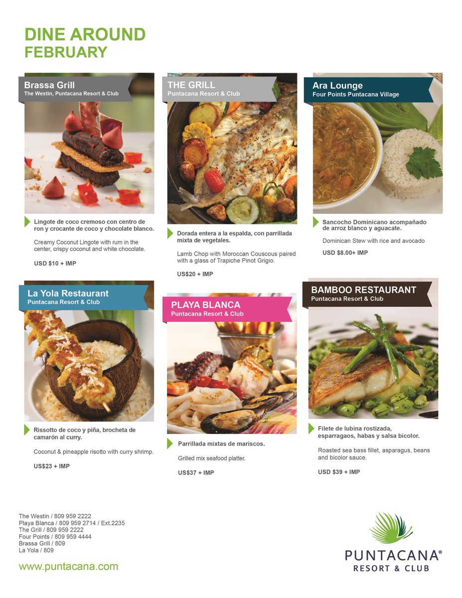PUNTACANARESORT's tweet photo. Dining around and trying the local cuisine while staying at #PuntacanaResort is a must do. This month we'll be serving our culinary delights at selective restaurants of our property. Don't miss the chance to try them! #DineAroundPC #ExperienceDining #ExperiencePuntacanaResort https://t.co/n9VApKTthj