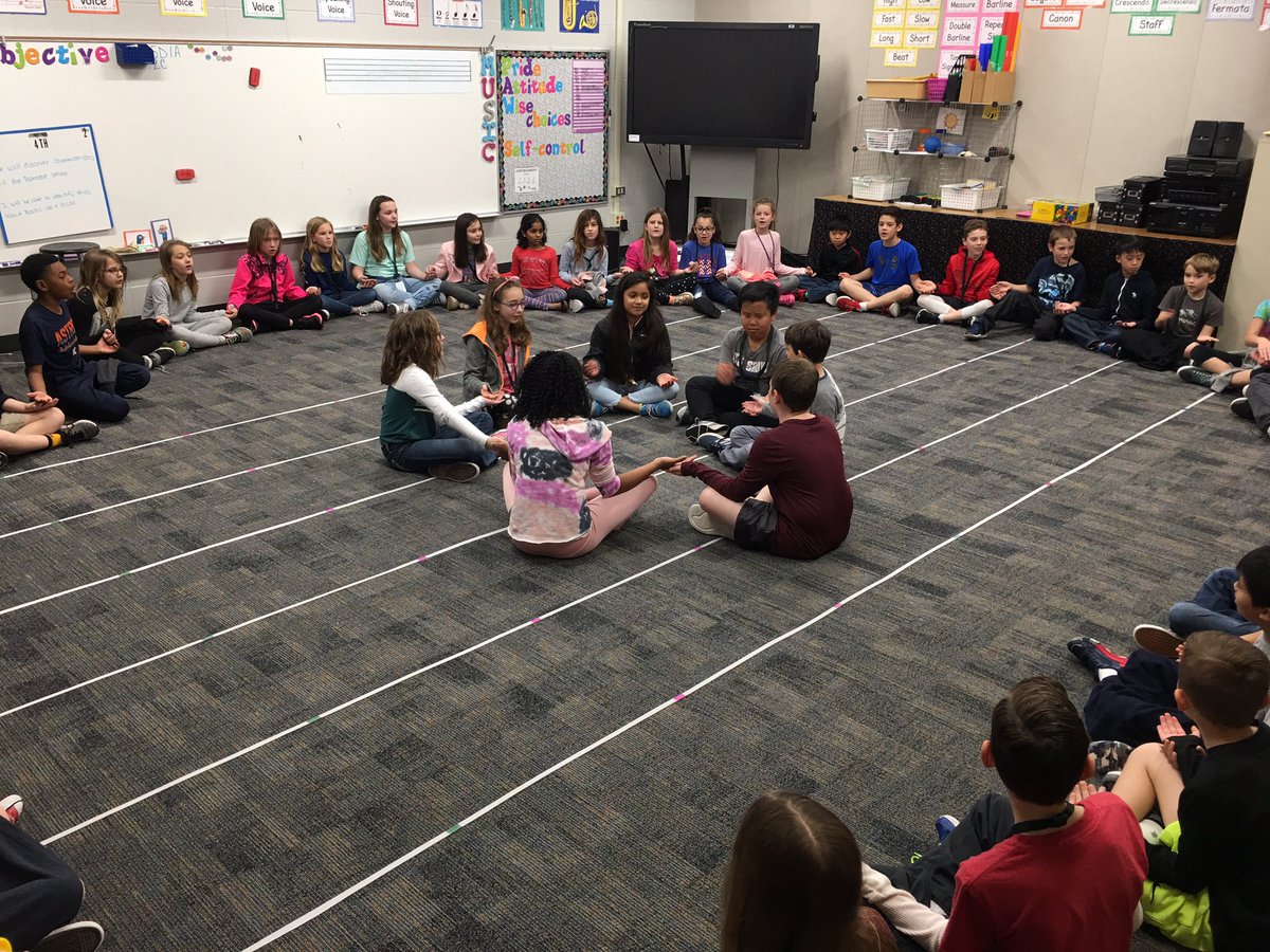MsParkersMusic's tweet photo. 4th grade is loving this A Qua Qua clapping game! Best part is they are solving problems and playing independently! #groupproblemsolving #heskindminds https://t.co/7UAPXYPEbx