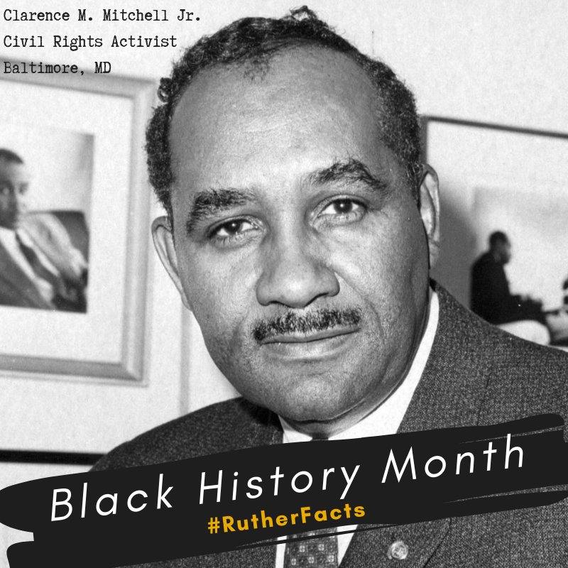 Born in Baltimore in 1911, Clarence M. Mitchell Jr. went on to spend decades tirelessly fighting for civil rights in MD and on the national stage, receiving the Medal of Freedom from President Carter in 1980. #BlackHistoryMonth #FactBoydFridays #RutherFacts
