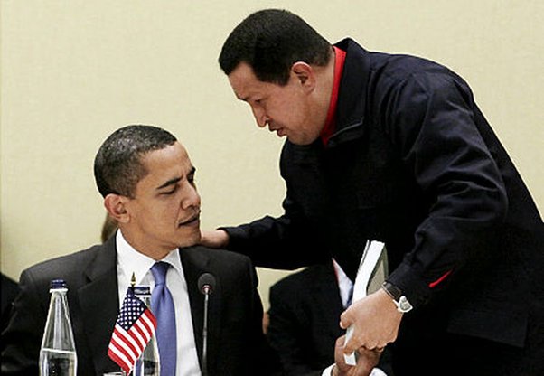 19)“President Obama shook hands with the dictator, as usual, and said he wanted to be friends and reset US-Venezuelan relations. Chavez responded by presenting Obama with a book that claims the United States plunders Latin America.”