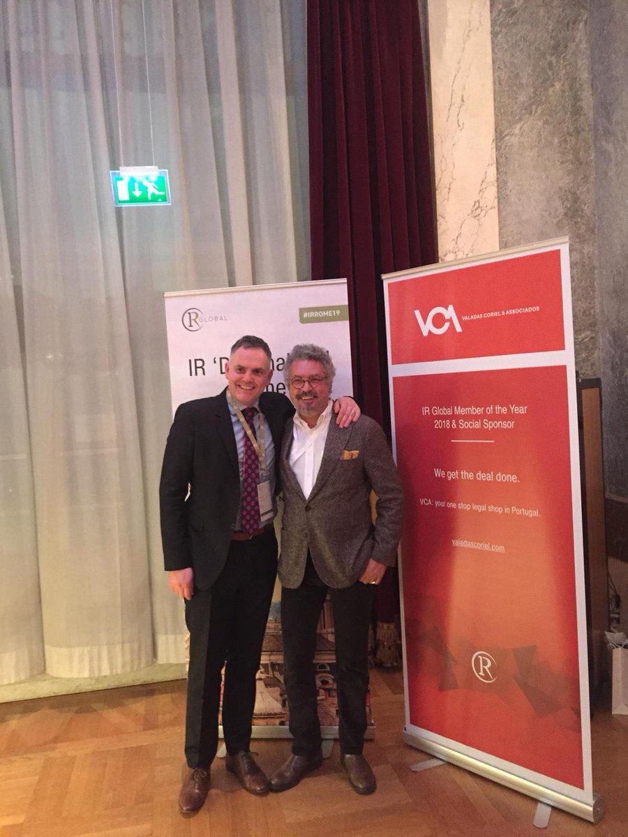 ir_global's tweet photo. Huge thanks to @JoaoCoriel and his firm @valadascoriel for sponsoring the Drinks Reception and kicking off the 'Dealmakers' conference in Rome.
#IRROME19 #Rome #IR #Networking #Sponsor https://t.co/bgDmls5O16