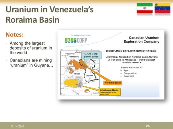 21)“The factory is in a remote area, not far from a uranium deposit former Venezuelan officials estimate holds 50,000 tons of ore. Is it a stretch to connect the secret ‘tractor factory’ and the uranium?”