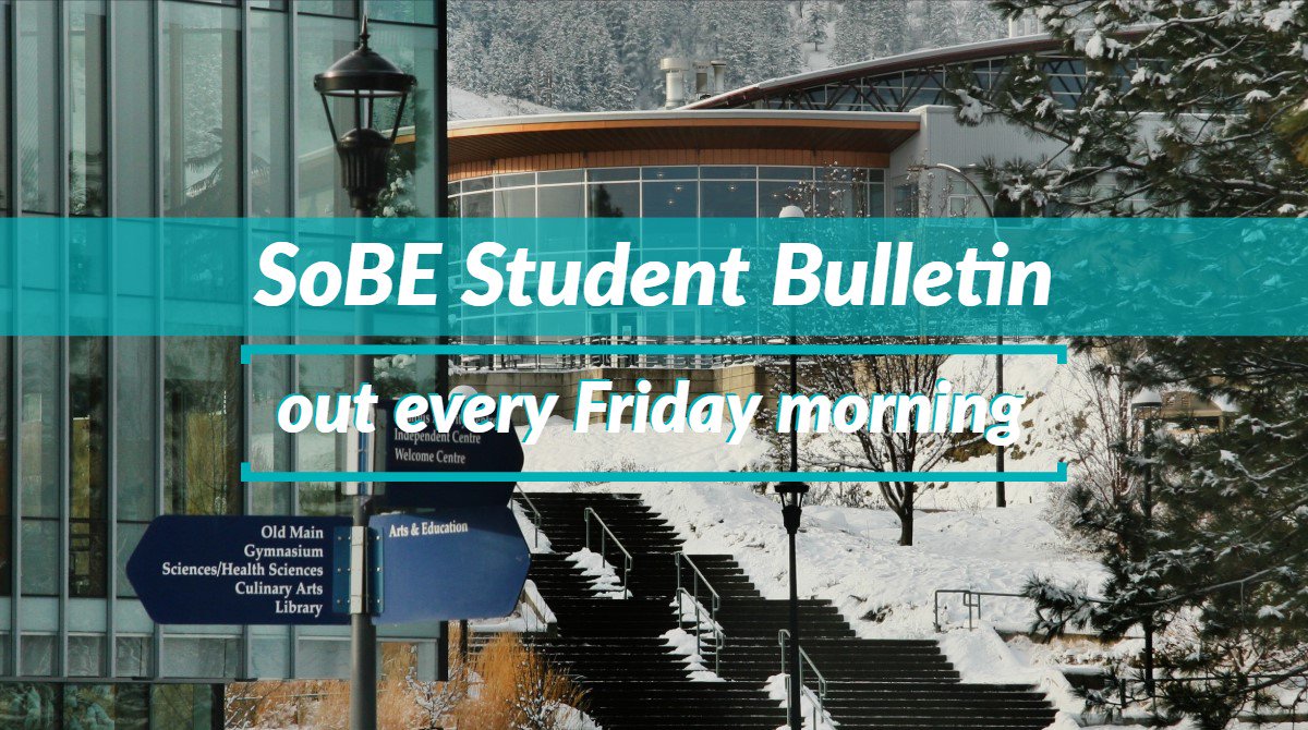 TRUGaglardi's tweet photo. What makes #Friyay so much better? The #TRUSoBE Student Bulletin is now out! Check your #myTRU student email inbox to keep up-to-date on all the latest news 😎 https://t.co/97pSzKDpCM