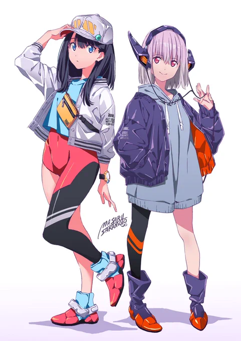 米山さんの本に寄稿したイラスト。メカ×キャラのファッション雑誌コンセプトだったので、メカじゃないけどグリッドマンとグリッドナイトコンセプトの衣装、「宇宙船別冊 SSSS.GRIDMAN」も宜しくお願いします! 