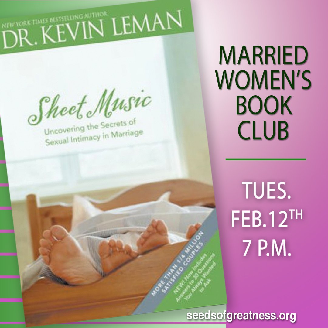 SAVE THE DATE!  Tuesday, 2/12  not Wednesday night. Please SHARE!
We will be having another Married Women's Book Club meeting to continue our conversation on Sheet Music! You don't need to have the book to attend but you'll ove it  This is for you if your are MARRIED. We go in!