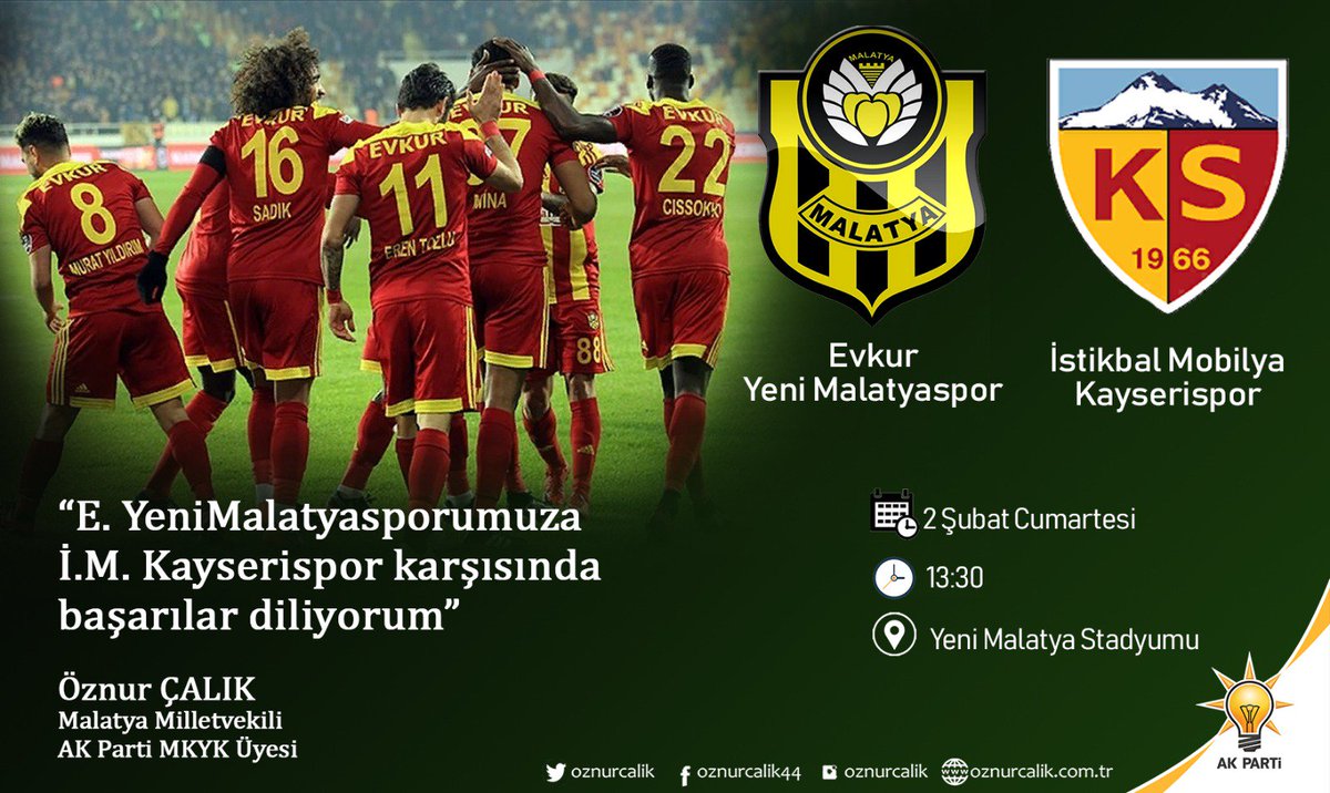 Ortak değerimiz E.#YeniMalatyaspor'umuza yarınki Kayserispor maçında başarılar diliyorum.

E.YeniMalatyaspor camiası ve taraftarları olarak;
tek yürek, tek bilek, en güzel şekilde takımızın yanında olacağız;
dosta güven, düşmana korku vereceğiz. 💪

<a href="/YMSkulubu/">Yeni Malatyaspor</a> 
<a href="/GevrekAdil/">Adil GEVREK</a>