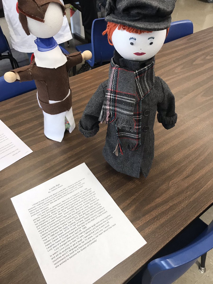 miller_teach3rd's tweet photo. For the Jan. book project, students read a biography and wrote a report. Using a plastic 2-liter bottle and a lot of creativity they represented their person! Glad we made it to school today to share their hard work! @MerwinMustangs @WestCler #WCConnects https://t.co/ZpJaVBzwSi