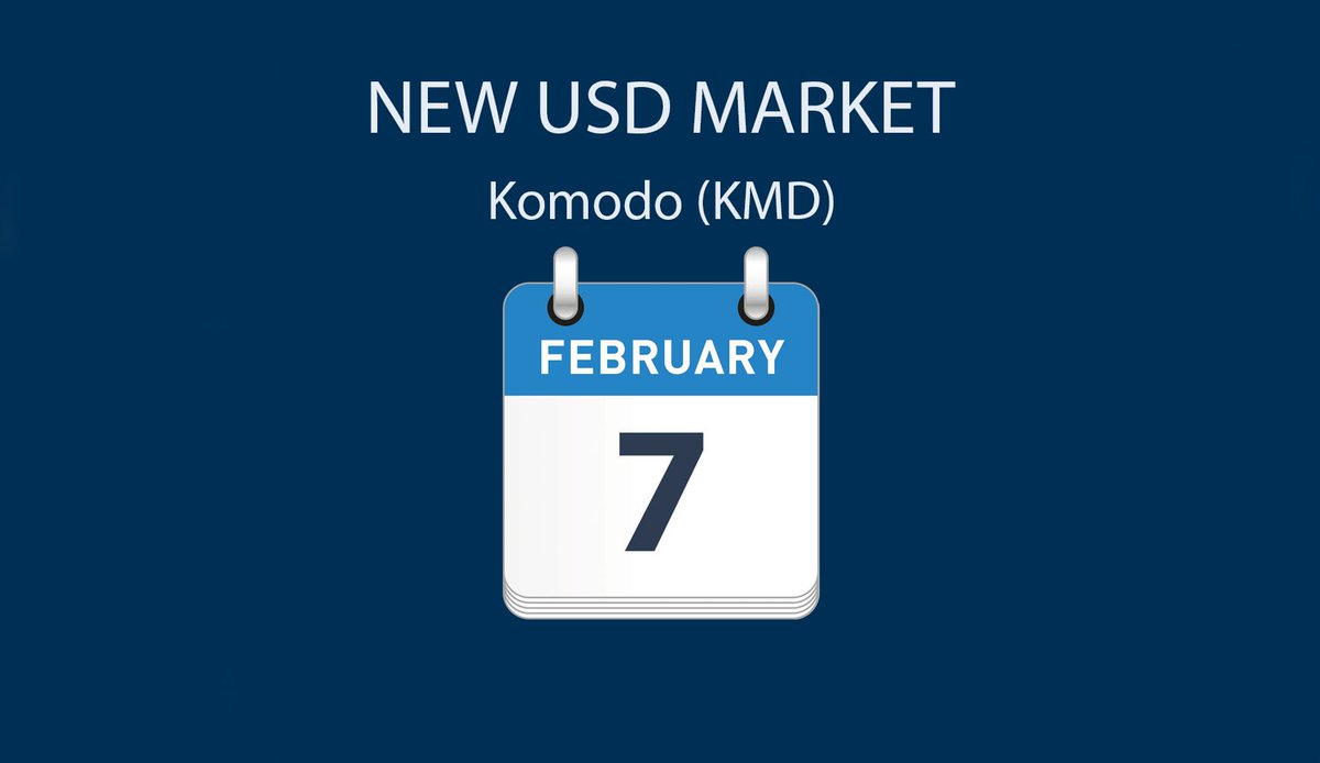 BittrexExchange's tweet image. On February 7, we’re launching a US dollar (USD) market for Komodo (KMD).  Eligible Bittrex accounts are auto enabled for USD trading. Those wanting to deposit/withdraw US Dollars via wire should submit an application here: support.bittrex.com/hc/en-us/reque…