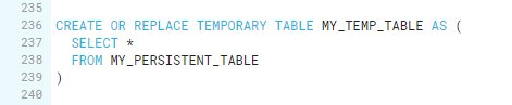 Iparra_S's tweet image. There is no SELECT * INTO #sessionTable FROM MyPersistentTable statement in @SnowflakeDB. If you need to create a session temporary tables do it like this ⬇️        #SnowflakeTips #sqlhelp  #SQLTips #data #SQL