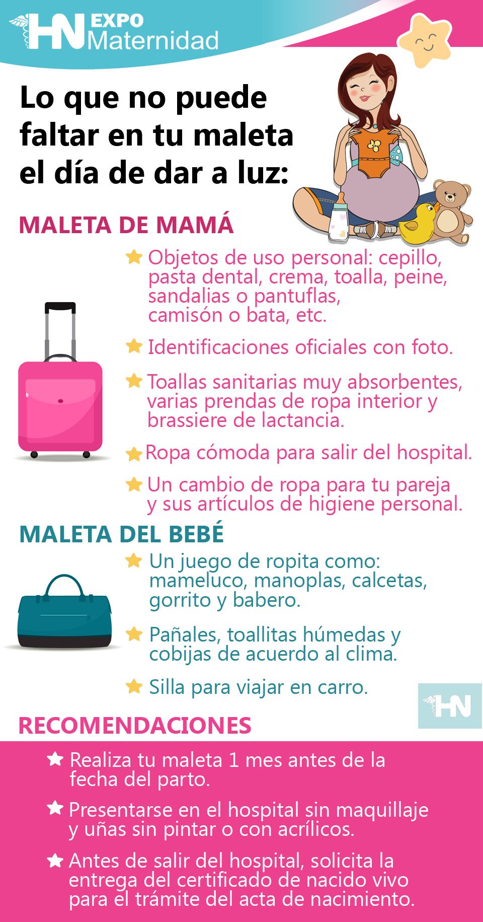 Hospital Nogalar on X Que me llevo en la maleta para el parto Aunque sera poco tiempo el que se pase en el hospital es necesario ser precavida y tenerlo todo listo