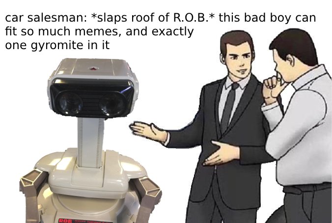 gamers__inc's tweet photo. After a few weeks of making #RetroMeme's with our favorite buddy #RobTheRobot, it's nice to see him get the recognition he deserves. How many memes can we fit in him? Infinite. https://t.co/7vbE6SshJw