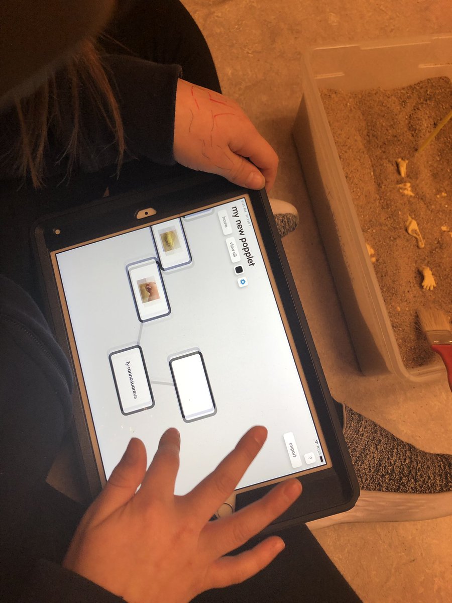 alangfor01's tweet image. Hands on learning with a fossil dig in honour of Alberta’s fossil history. Students record info on Popplet, take video and pictures, dig, assemble, VR, Merge Cube, Epic Books, AR, examining real fossils #engaged #AugmentedReality #MergeCube