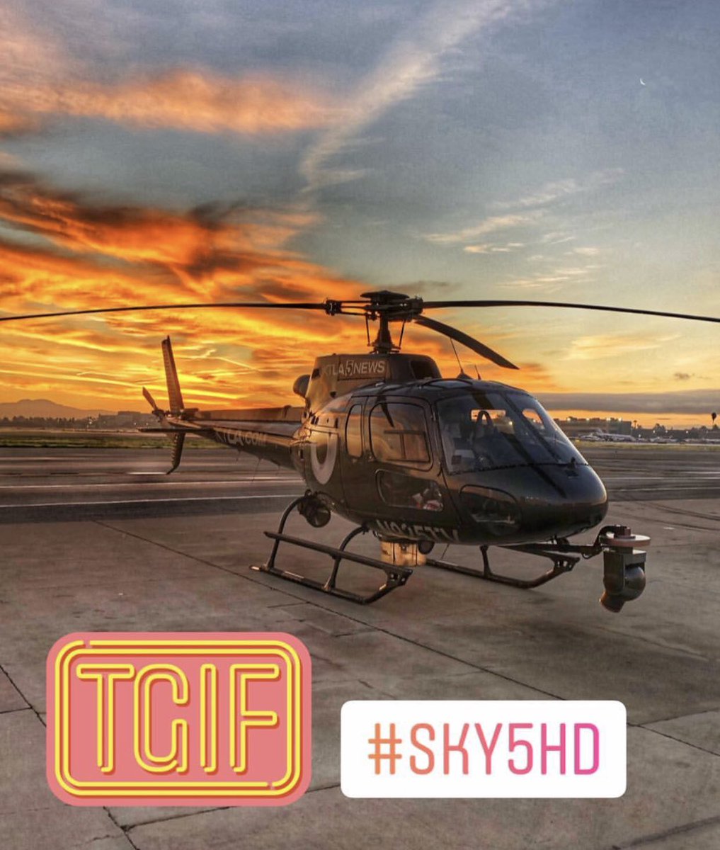 WelkAviation's tweet photo. Celebrating Friday! Thanks for the great shot of #Sky5HD @laflyingcameras. #WelkAviation @KTLA #helicopter #aviation #flying #sunrise #Friday https://t.co/PnLDlAFw3p