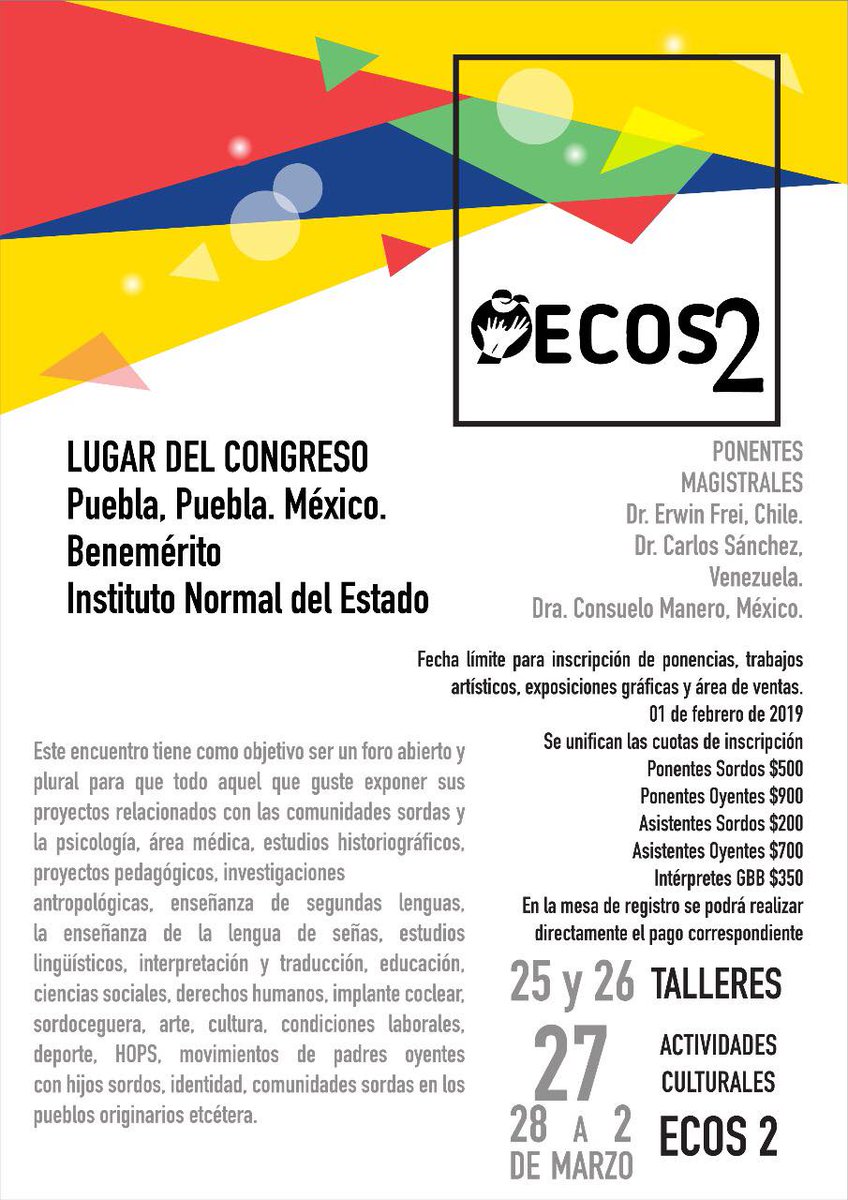 CONADIS_MX's tweet photo. ¡No Faltes! #ECOS2 Puebla 2019
Con libertad pueden comunicarse a los números de informes. https://t.co/3mkjvte9xy