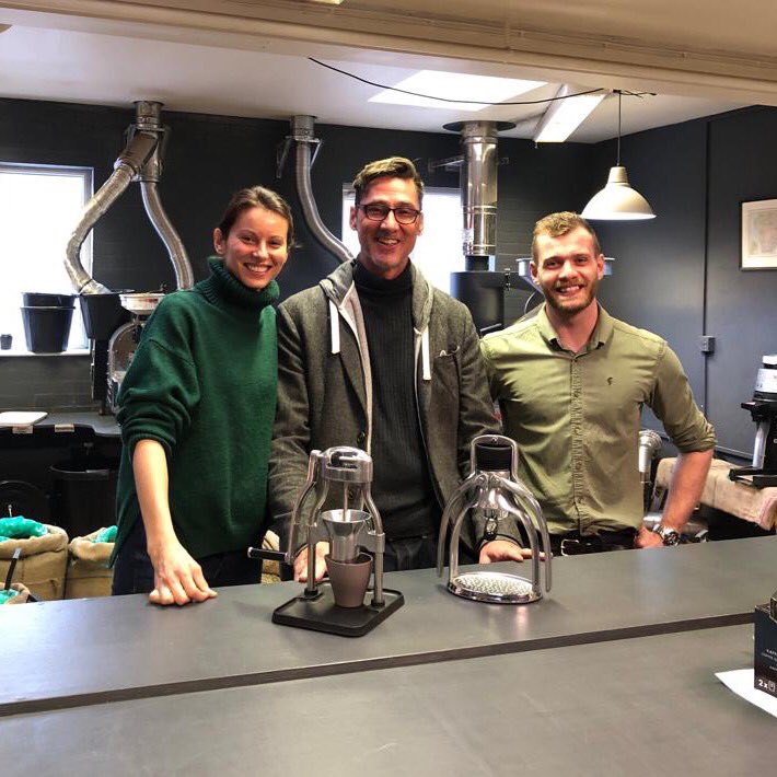 RedberCoffee's tweet photo. Huge thank you to Jim and Patrick from @thereforedesign for visiting us today with their ROK espresso maker - What a fantastic invention for making an excellent cup of coffee! @ROKCoffeeuk https://t.co/suHB5fubCw