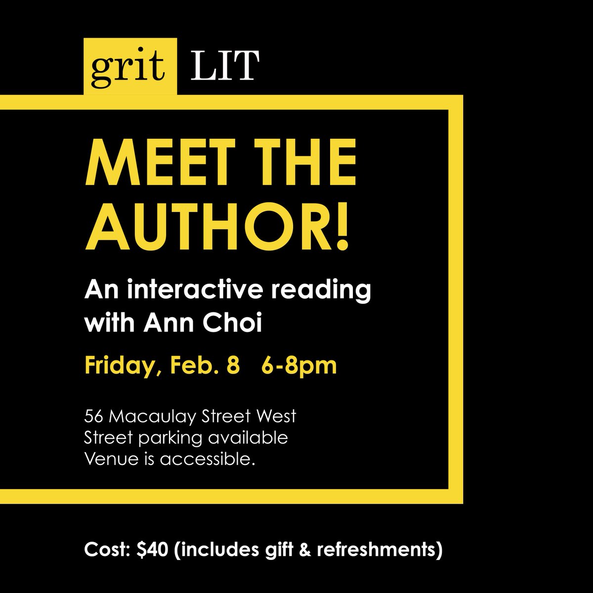 Another great event from gritLIT to help beat the February blues! Tickets at bit.ly/febfundraiser  #HamOnt