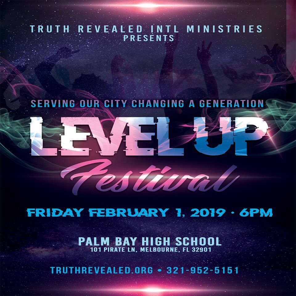 BshpMerton's tweet photo. It is time to #LevelUp! The festival will take place today at Palm Bay Magnet High School In the stadium. Kickoff time is 6:00 p.m. TRIMNation is ready to bombard the heavens with prayer, believing God as we impact the culture with #unity to #change and #transform the community. https://t.co/KTb5vbU1vm