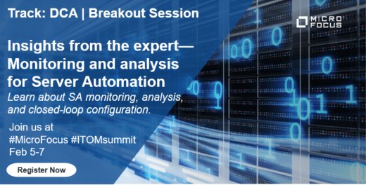 OpenText_ITOPs's tweet image. #DCA all the way at #ITOMsummit! Be sure to check out this breakout session with one of our experts! You can still register--it&apos;s FREE for customers! bddy.me/2RxtO5Q #serverautomation #datacenterautomation