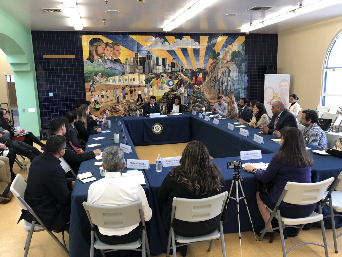 RepJimmyGomez's tweet photo. 1) Today, at my #ImmigrationRoundtable, many concerns were raised about @realDonaldTrump’s immigration policies including:
❌ The ongoing #FamilySeparationCrisis
❌ Politicizing the #2020Census w/ an untested citizenship question
❌ Stripping protections for #DACA recipients https://t.co/ld27NSCu7V