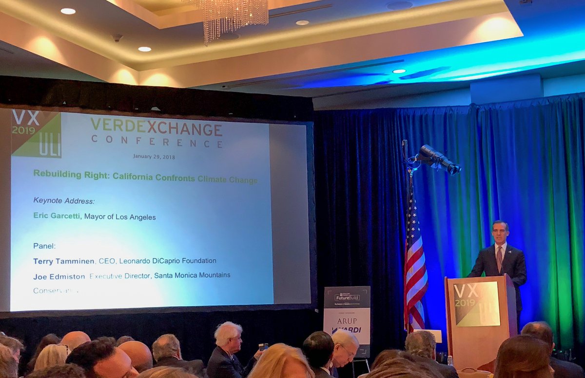 BMWMovement's tweet photo. From Eric Garcetti @MayorOfLA at #VX2019: “A zero emission transportation system– that’s where we are headed in LA” – and @BMWGroup is excited to help implement this plan #ZEV #EVs #Sustainability #FutureMobility https://t.co/Y6Du3PmbD0