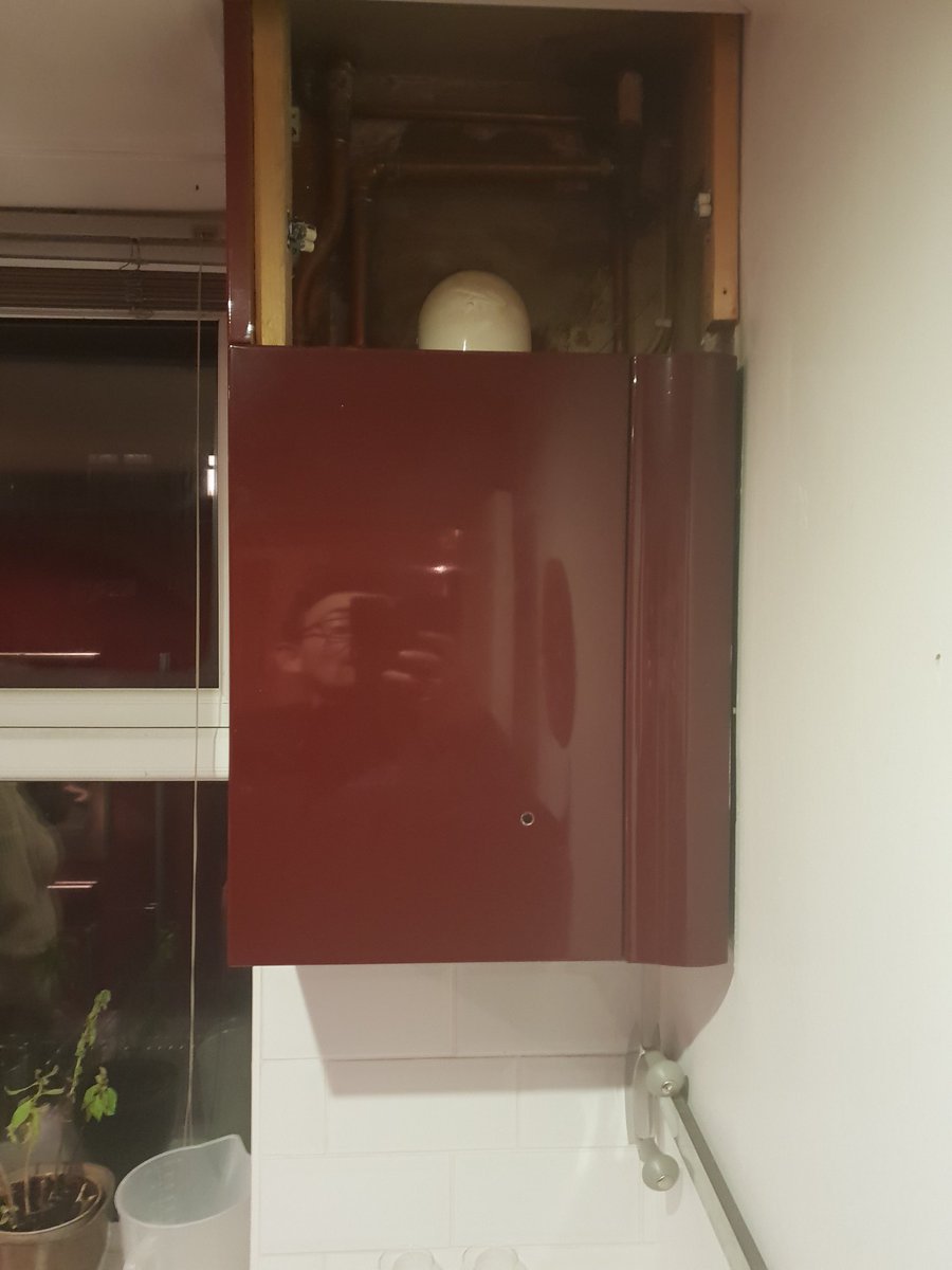 SwitchPlumbHeat's tweet photo. One way to hide a boiler, paint it to match the kitchen units. #boiler #heating #plumbing #switchboilers #newcastle https://t.co/8aThW5rPdJ
