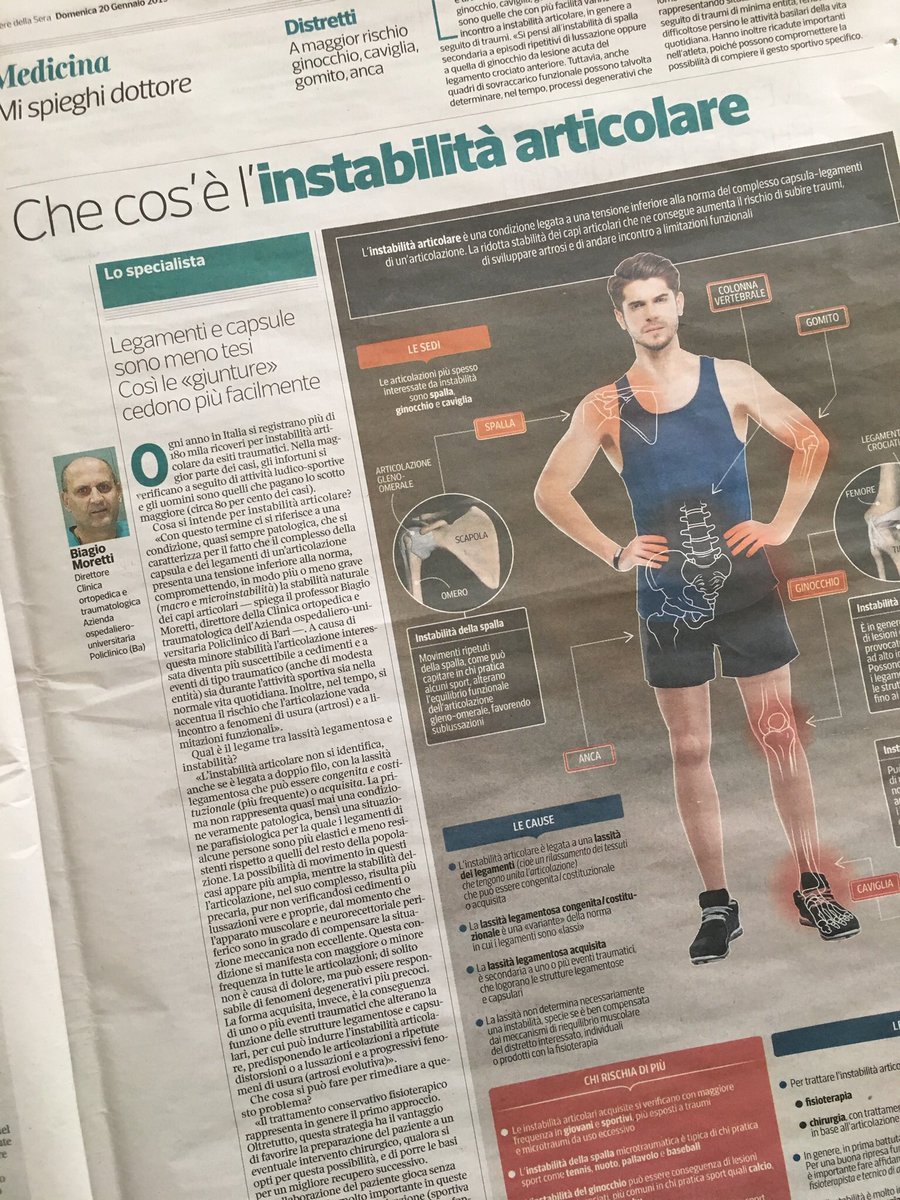 Kinesismed's tweet photo. Per @Corriere_Salute la fisioterapia è cura per l’instabilità articolare. https://t.co/jmFDywxFJ2