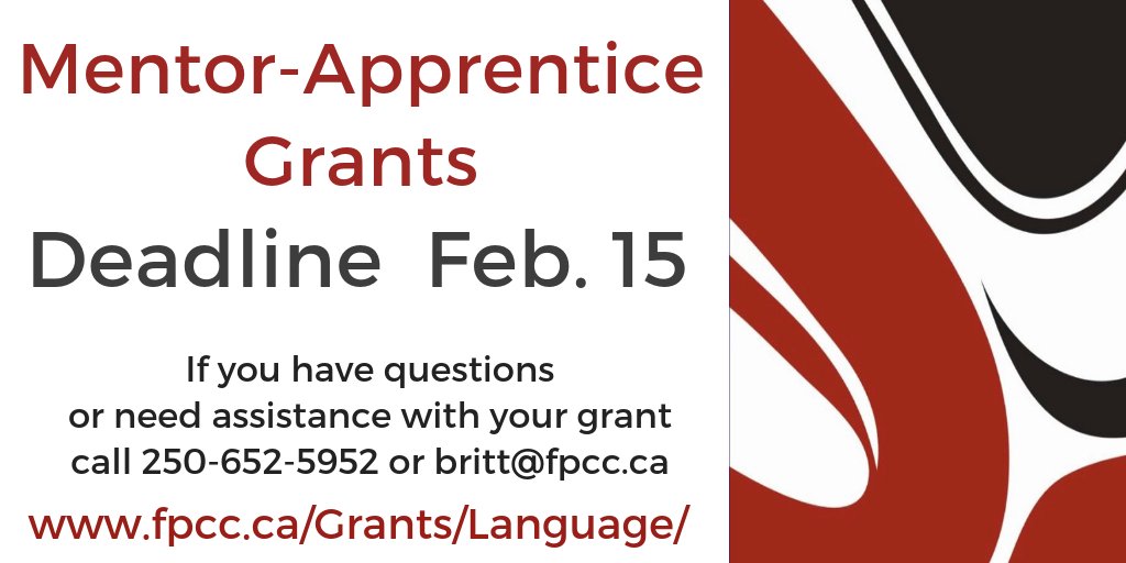 _FPCC's tweet photo. Mentor-Apprentice grant deadline is Feb. 15 4pm!
This program supports one-on-one teams of a language mentor and apprentice to complete 300 hours of language immersion work together over a one-year period.
For more info: https://t.co/pqc9OprIrx
#FPCCMAP #FPCCGrants https://t.co/W7w6rwx9AY