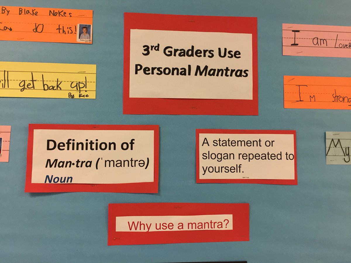 Montclair_BSD's tweet photo. Words To Live By: Mantras from our 3rd graders. Examples: “I will get up”; “My problems are small”; “I am beautiful on the inside and out”; and “I can do big things”. https://t.co/UH7lmr8owq