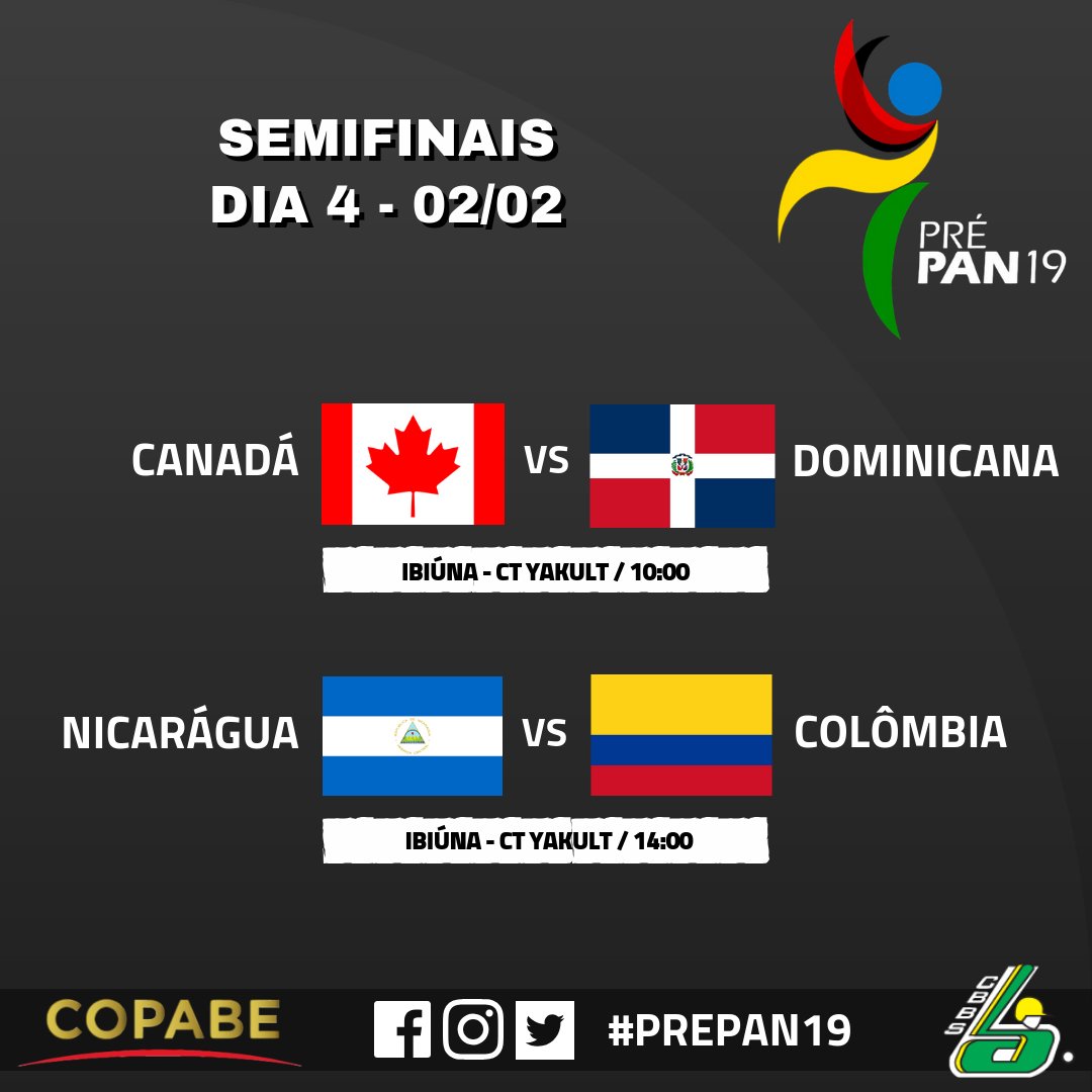 timebrasil_cbbs's tweet photo. Semifinais do Pré-Pan estão definidas e acontecerão amanhã (2). Todos os jogos terão transmissão da página oficial do Facebook da CBBS

#PrePan19 #Beisebol #Beisbol #Baseball https://t.co/FAmq9sRaG1