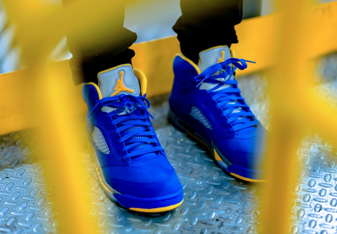 jordan 5 laney on feet