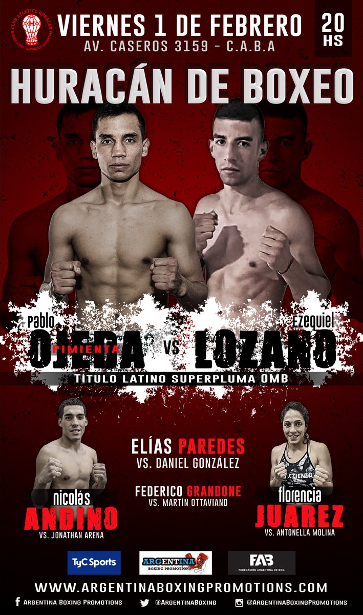 Decomusoy's tweet photo. NOCHE DE BOXEO 🥊
Esta noche el boxeador profesional que representa a @boxeocomu , @pabliToojeda91, irá en busca del Titulo Latino Superpluma OMB.

🏟️ Club Huracán (Av. Caseros 3159)
⏰ 20hs.
📺 @TyCSports (a partir de las 23hs)

#comuboxeo #boxeoprofesional #tycsports https://t.co/I7RO5TEnOy