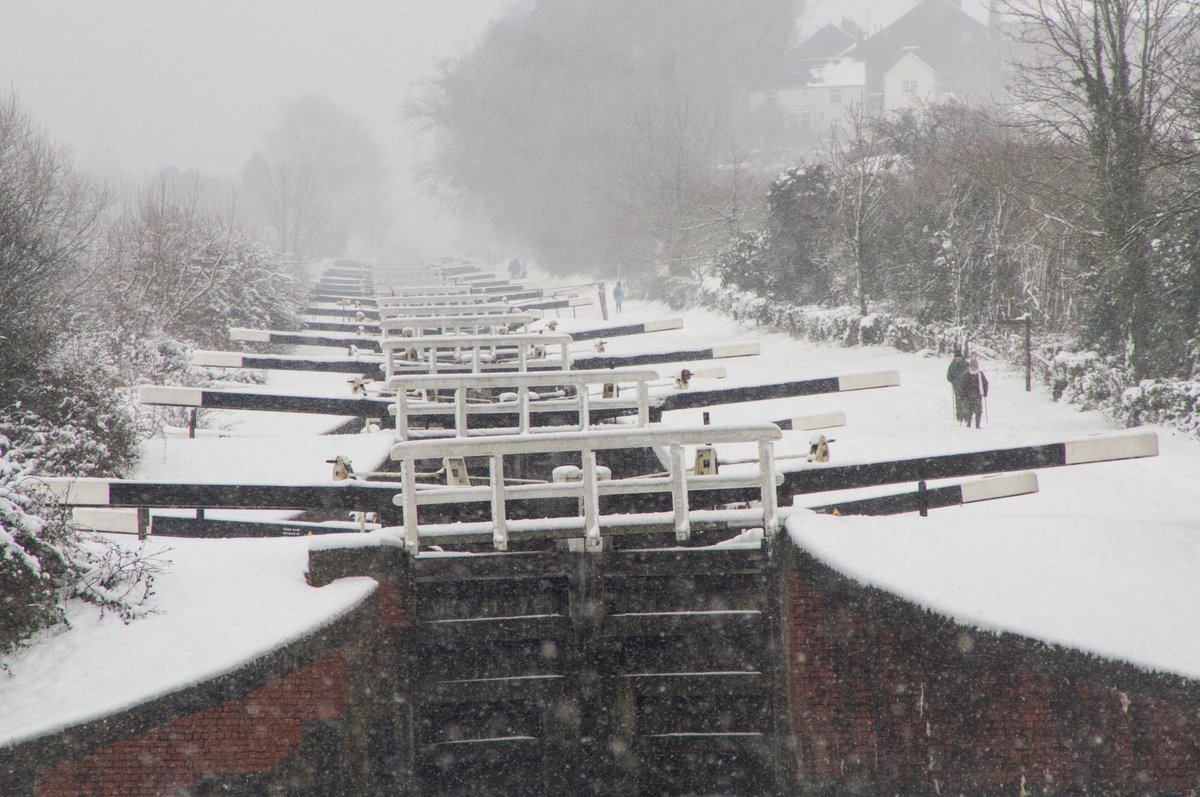caenhillcc's tweet photo. In between animal feeding good to pop across the road to the Caen Hill locks should look tomorrow when sun is out #snowwiltshire #caenhilllocks #snowfriday https://t.co/WTeagpuYxw