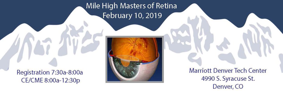 ColoradoRetina's tweet photo. Only a few more days to register for Mile High Masters of Retina - Free CME/ CE (continuing education) event for eye doctors, medical students, and their staff. Feb 10th - #MHMR #Coloradoretina #continuingeducation #retina #medicaleducation
https://t.co/aMtnYJRXWU https://t.co/Bs8qmt6hMs