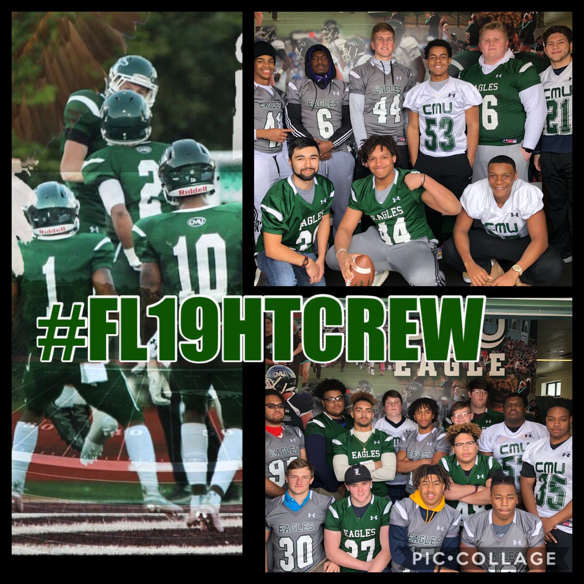 cmueaglesFB's tweet photo. It was a good week  for the CMU Eagles had a great group of guys on campus this week, the #FL19HTCREW went hard in the class and weight room. Who’s next to join our  🦅 Football Family! 🧐 #FLYH19H https://t.co/xlUWic8rQP