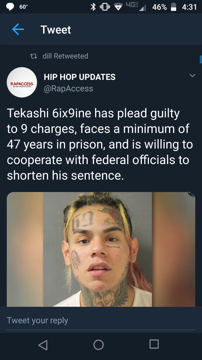 jab50yen's tweet image. HOLY SHIT

6ix9ine IS GOING TO PRISON FOR A MINIMUM OF 47 YEARS

HE'S 22 RIGHT NOW

SO HE'LL BE 69 YEARS OLD WHEN HE GETS OUT

HAHAHAHHAHAHAHAHAAH