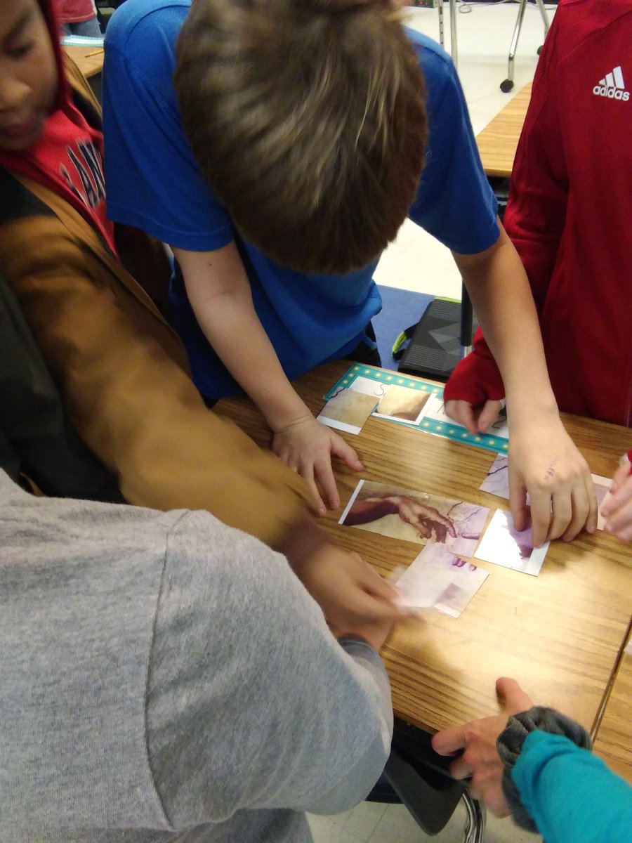 CindyFoy's tweet photo. "I don't think all of these pieces go with our puzzle." "Can we see if other groups have our puzzle pieces?" Problem solving with mixed up Renaissace puzzles! #CBGAcademies #growinggreenfieldes @ChristanMartin5 @ccps_gifted @GRESDragons https://t.co/OvHeMyk4yX