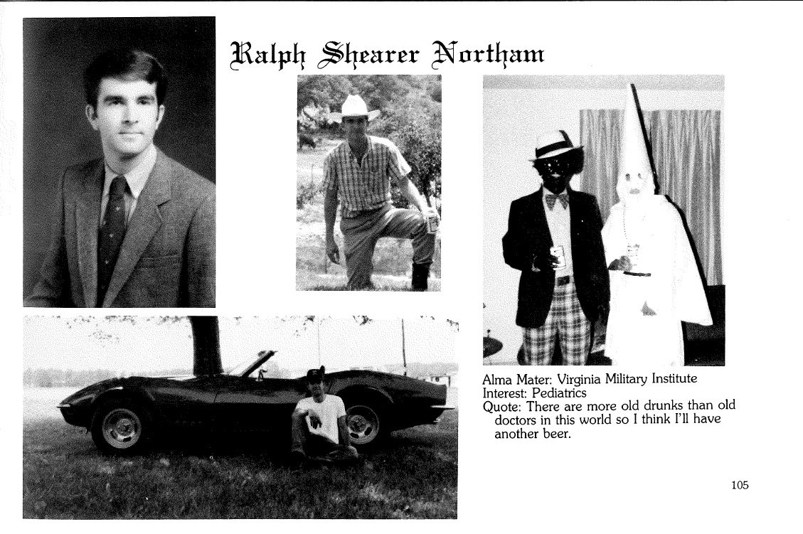 Ralph Northam yearbook page shows blackface and KKK