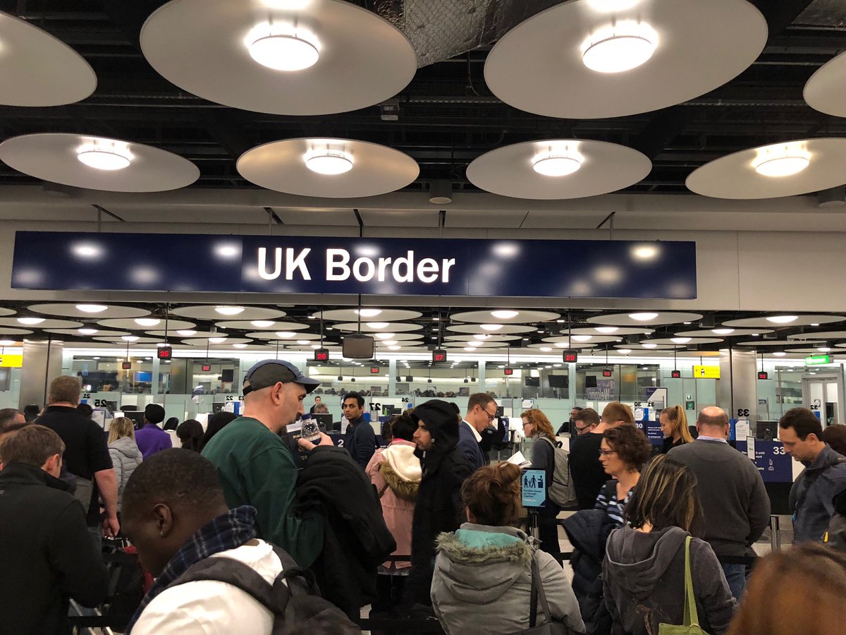 bannur's tweet photo. Heathrow Terminal 5 - long queues and so few immigration officers!!!! Wonder how much longer to wait! Already in the Q for 40 minutes https://t.co/UO9Gap6Vd3
