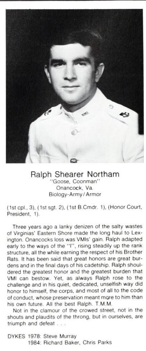 Ralph Northam nickname was Coonman at Virginia Military Institute