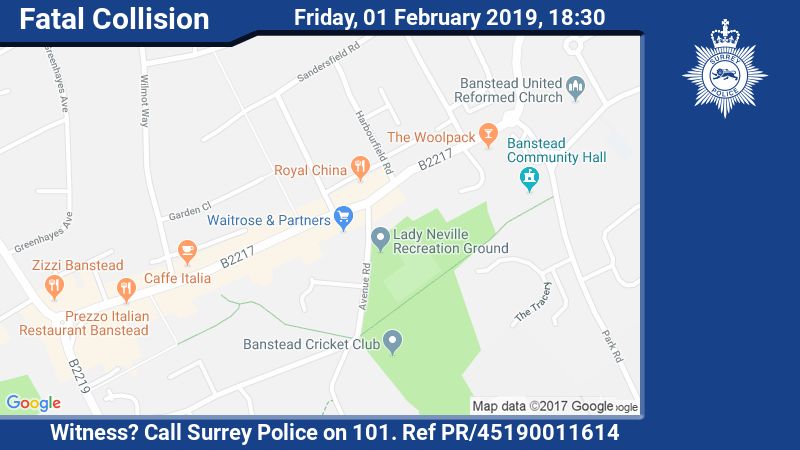 SurreyPolice's tweet image. Sadly a pedestrian died earlier this evening following a collision in Banstead High Street. We would like to speak to any witnesses who can help us understand what happened.

surreybe.at/5sfr1