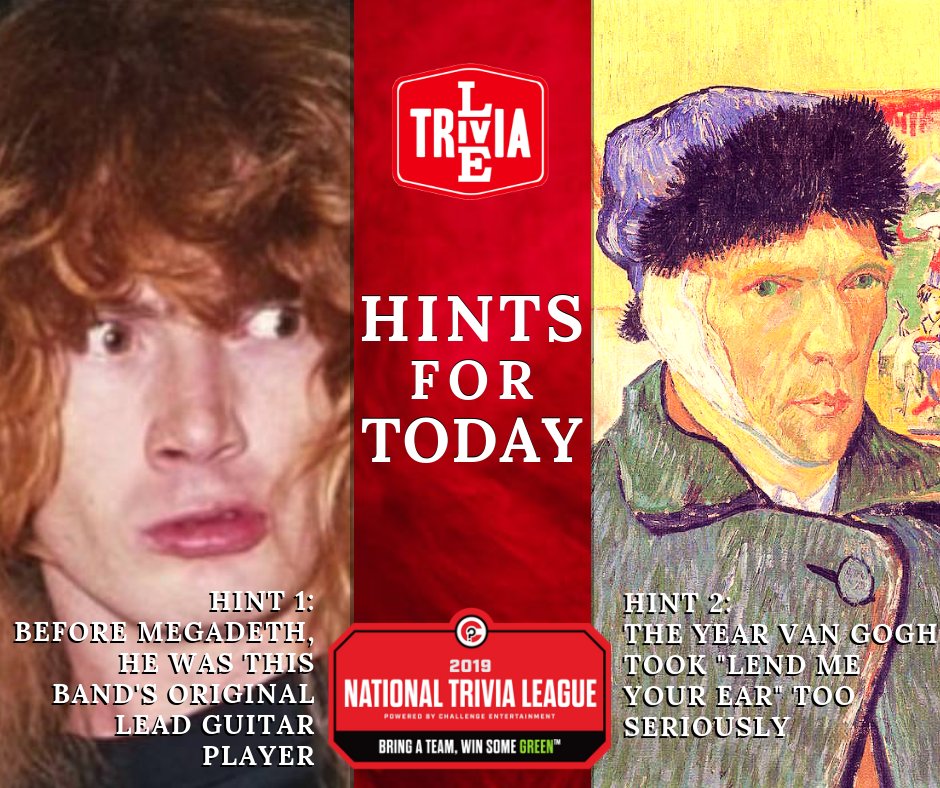 FRIDAY 2/1 - Here are your #LiveTrivia Hints for our games tonight across the country.

challengeentertainment.com/find-a-game/
Check your local CE FB pages for their 'Where To Play Today' posts.

"It pays to be a #KnowItAll" with Challenge Entertainment"

#NTL2019
#YearRoundTrivia and #Games