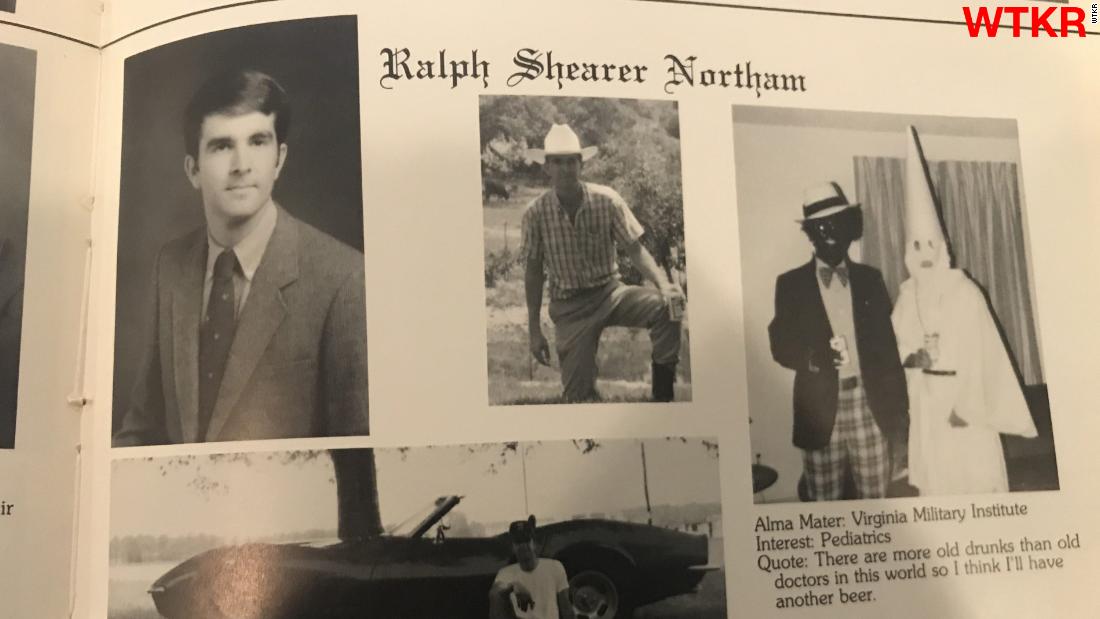 CNNPolitics's tweet photo. Virginia governor's yearbook page shows two people in blackface, KKK garb https://t.co/qgNu2XNSHv https://t.co/ONjlA2vkKq