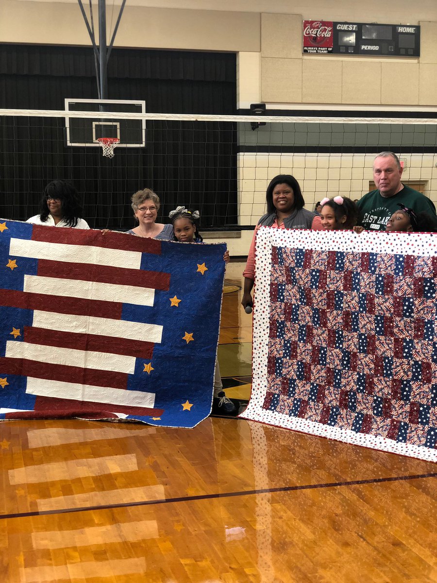 Ms. Cummings and her sewing club presented our teachers who are US Veterans with hand made quilts. Ms. McDaniel and Mr. Bryant, thank you for your service!
