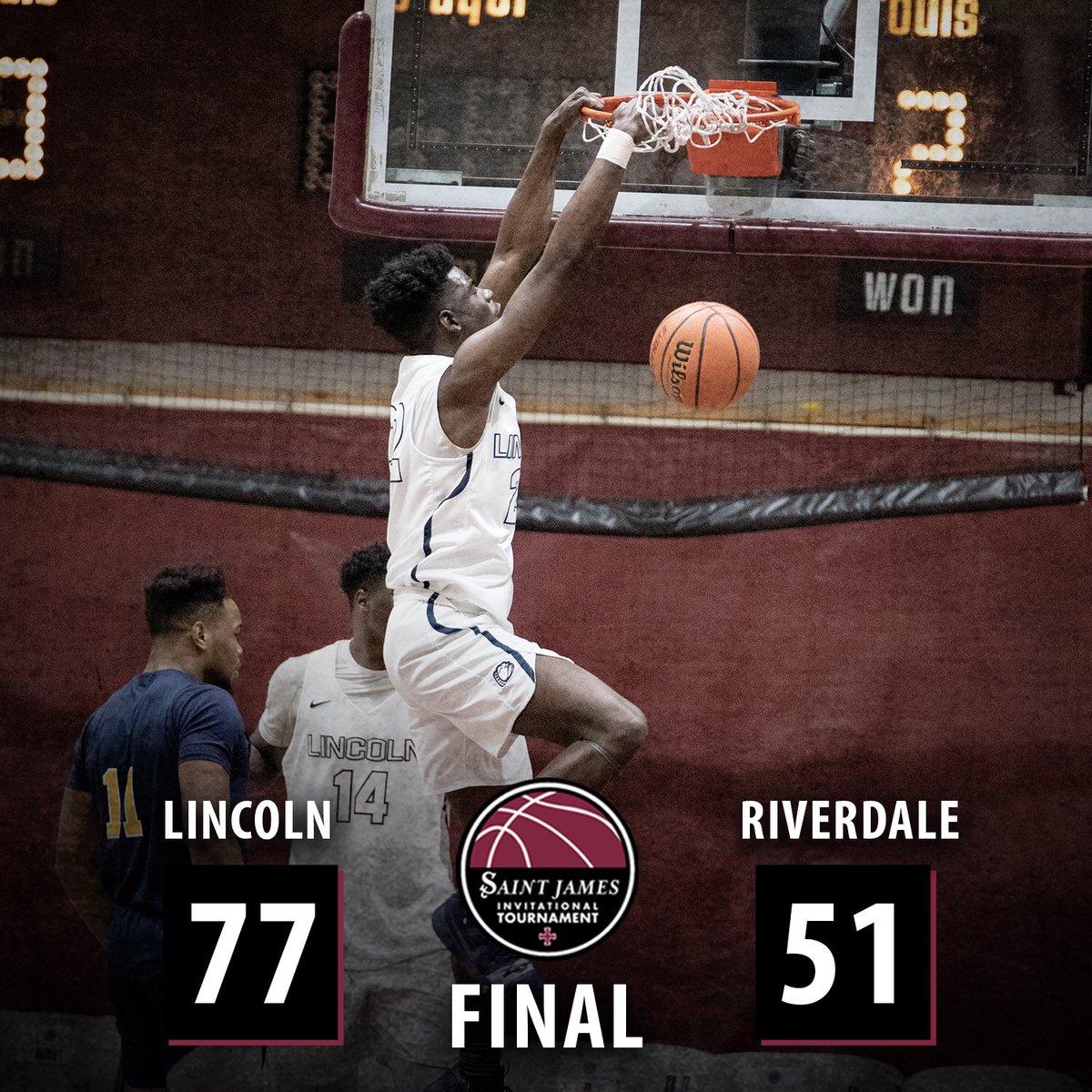 ssmgt's tweet photo. FINAL
Lincoln 7️⃣7️⃣
Riverdale 5️⃣1️⃣
#stjamesinvitational https://t.co/wwNiFYApO9