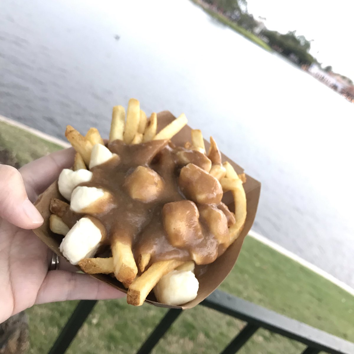 ThatDisFamily's tweet image. We never go to Refreshment Port but after this poutine and these lobster chips our routine may have changed... #epcot #epcotfestivalofthearts #poutine